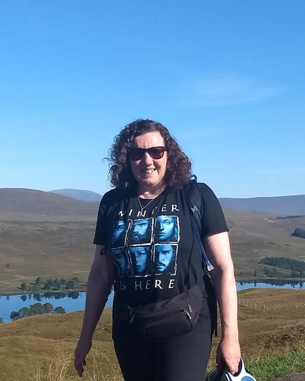 Julie Deans near Loch Tulla